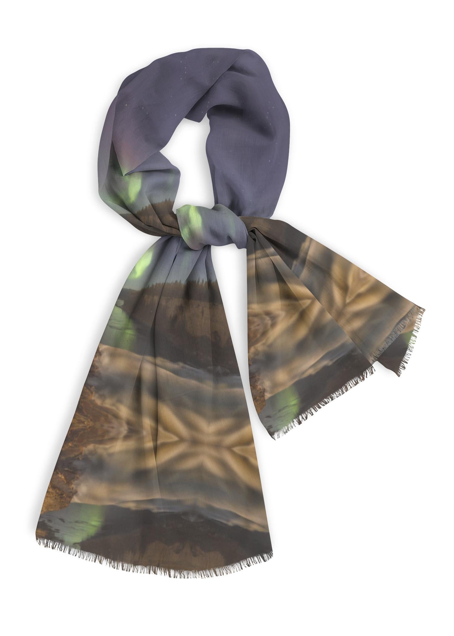 Alexandra Falls Aurora - Natural Cotton Scarf