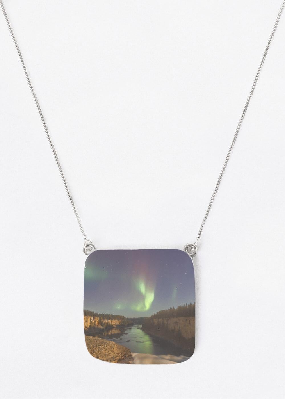 Alexandra Falls Aurora - Oversized Square Metal Necklace