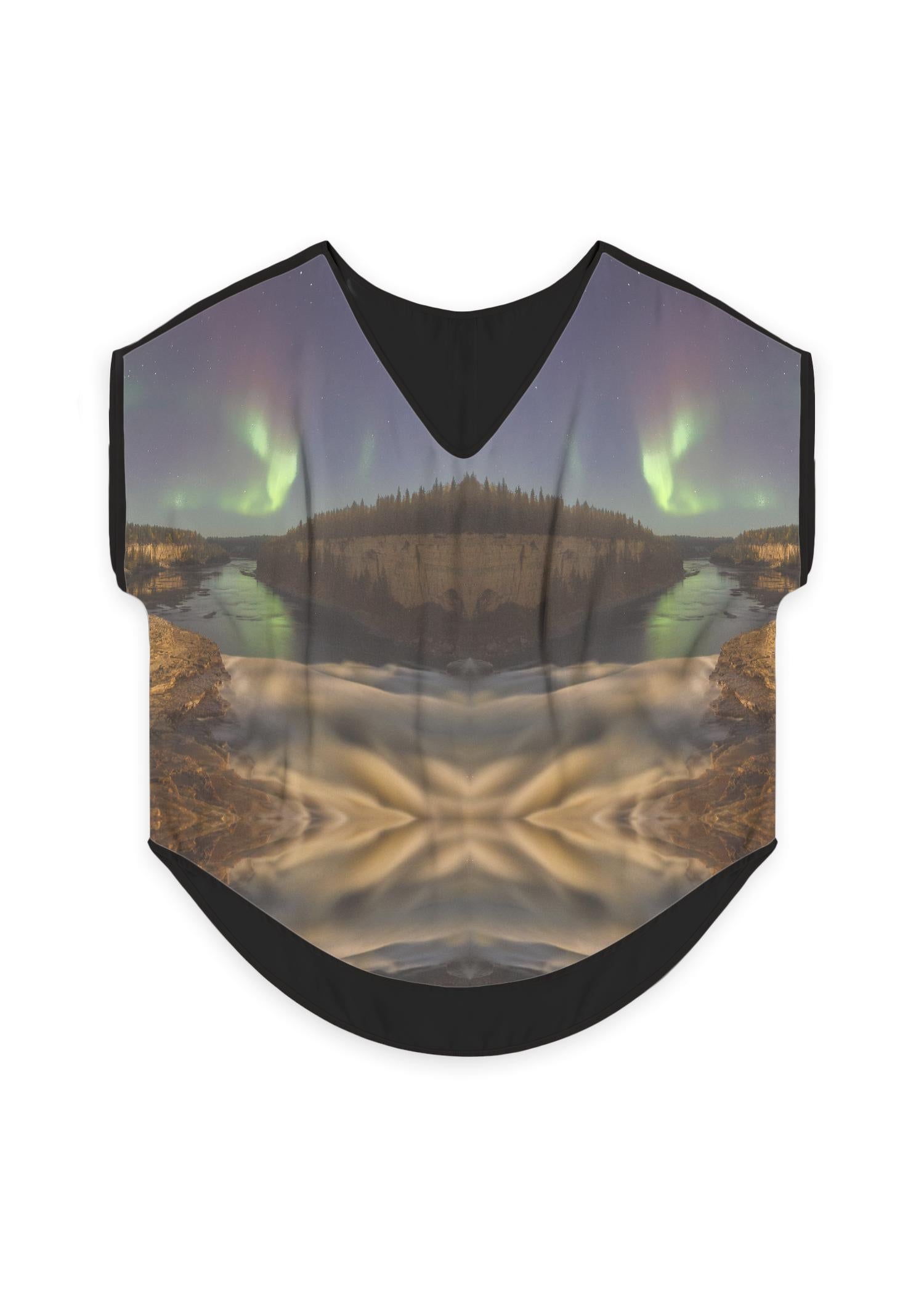 Alexandra Falls Aurora - Essential Top Print Front Black Back