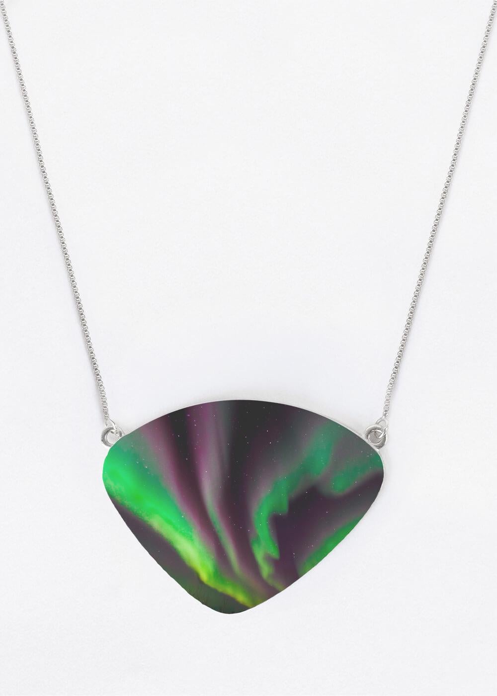 Aurora Ribbon Dance - Oversized Metal Necklace