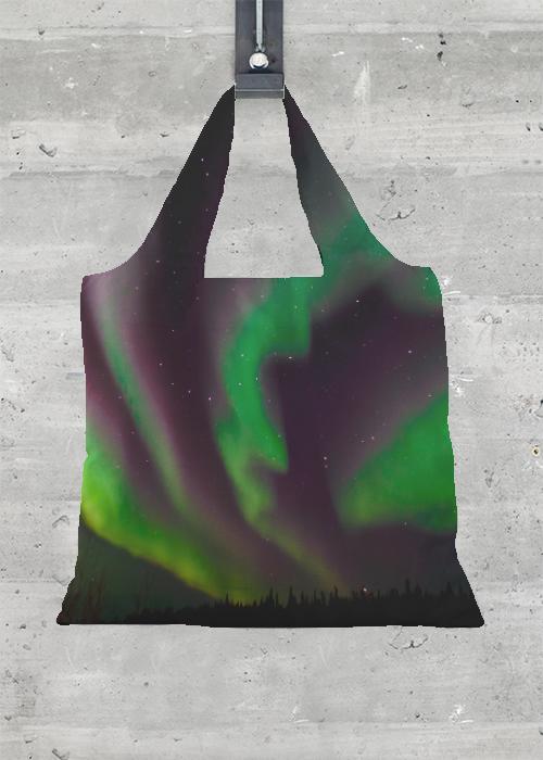 Aurora Ribbon Dance - Foldaway Tote Bag